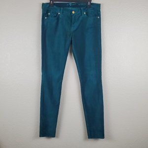 7 For All Mankind Teal Velvet "the Skinny" Pants